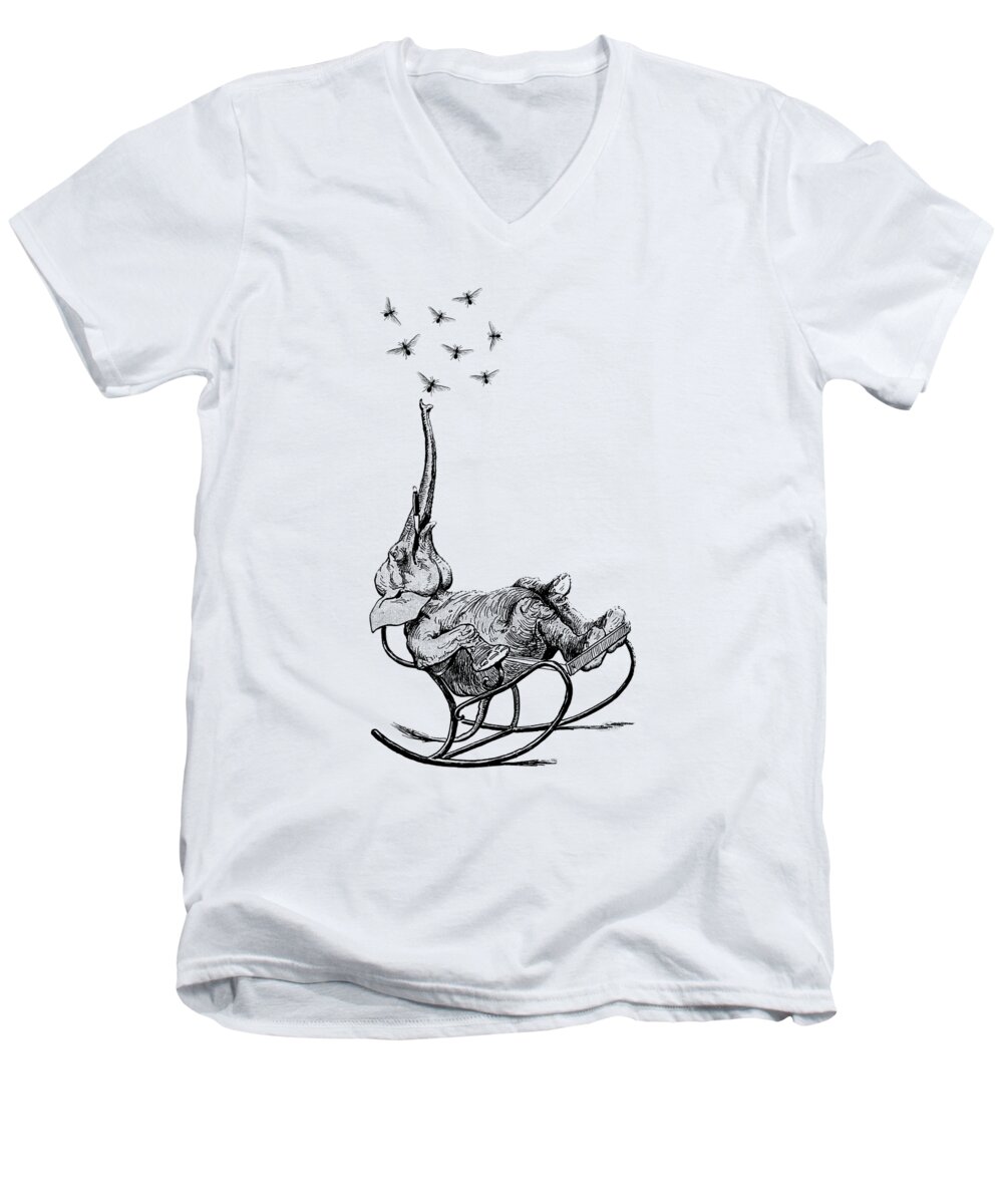 Elephant Men's V-Neck T-Shirt featuring the digital art Elephant Cartoon by Madame Memento