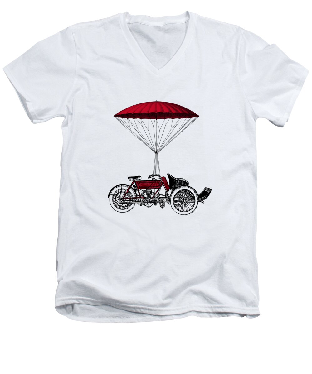 Moto Men's V-Neck T-Shirt featuring the digital art Fantasy Trike by Madame Memento