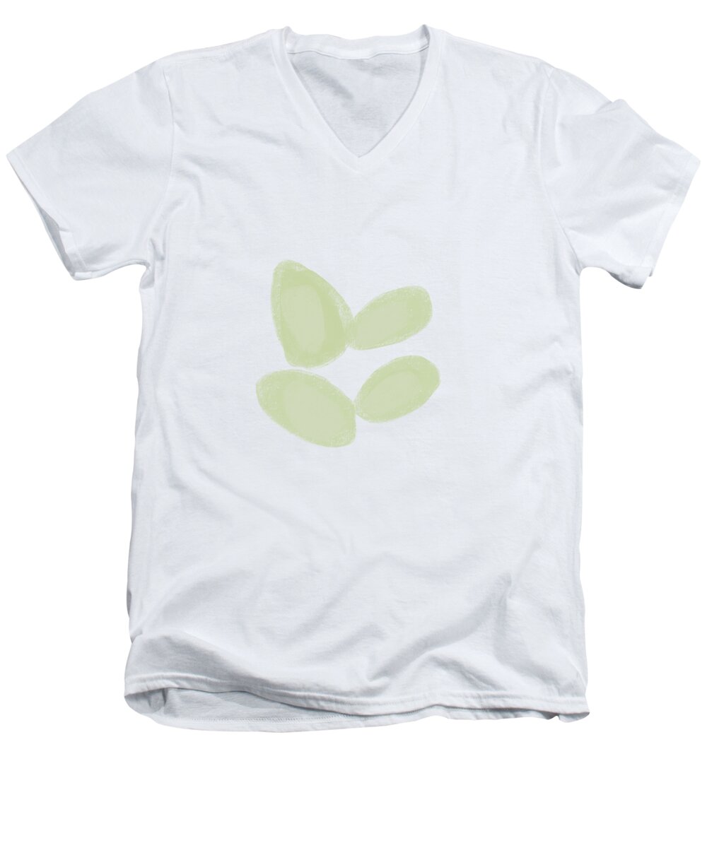 Tea Green Men's V-Neck T-Shirt featuring the digital art Fenna 3 - Minimal, Modern - Contemporary Abstract Painting - Tea Green by Studio Grafiikka