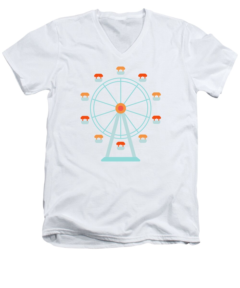Ferris Wheel Men's V-Neck T-Shirt featuring the digital art Ferris Wheel Icon by THP Creative