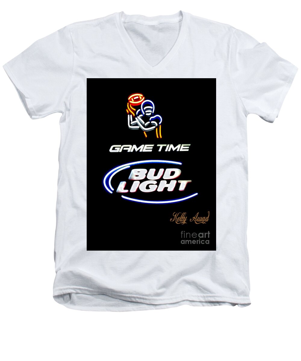  Men's V-Neck T-Shirt featuring the photograph Game Time w/ Bud Light by Kelly Awad