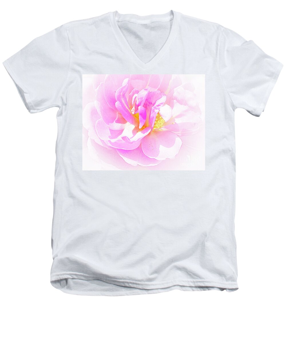Flower Men's V-Neck T-Shirt featuring the photograph High Key Rose by Cathy Donohoue