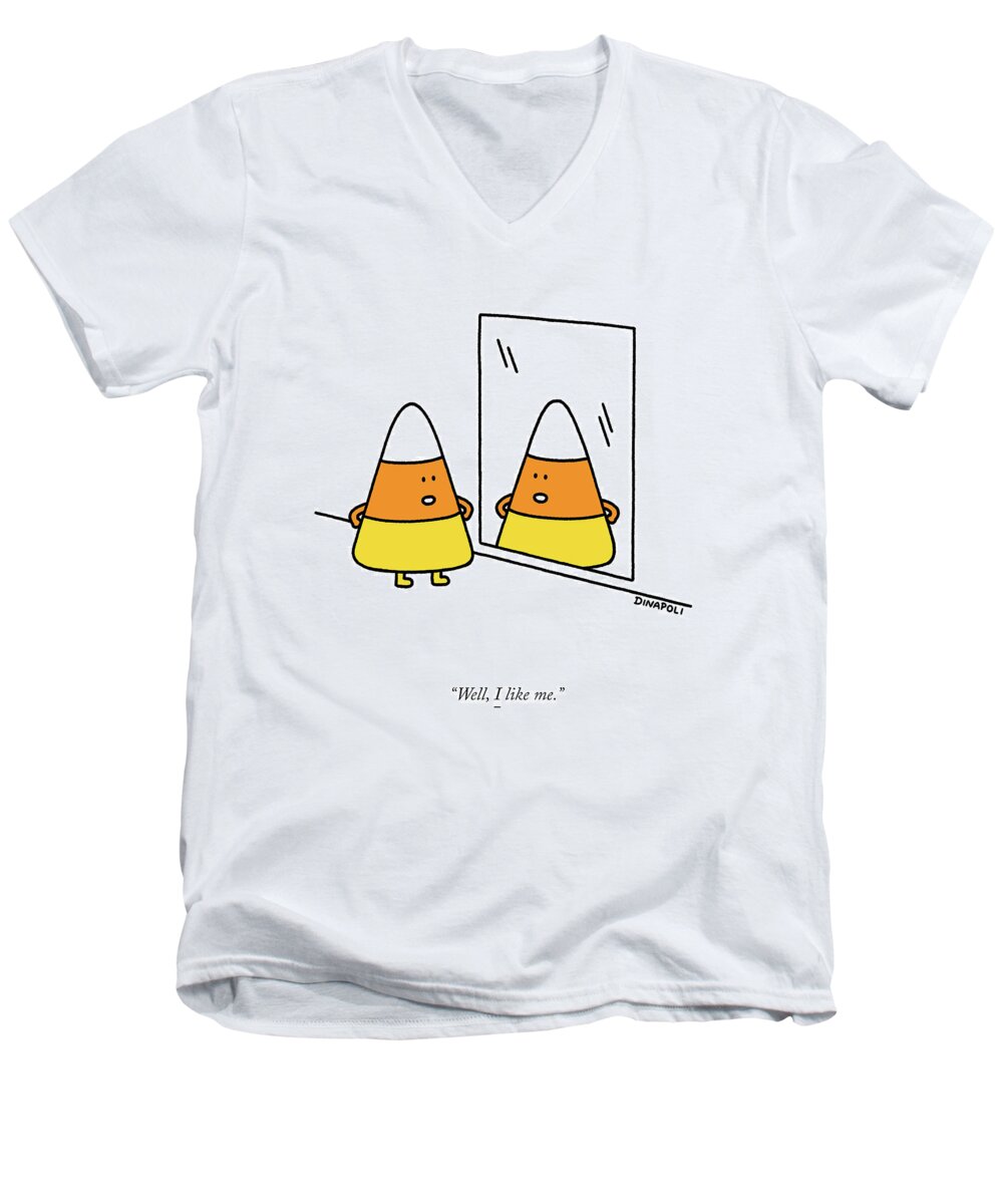 well Men's V-Neck T-Shirt featuring the drawing I Like Me by Johnny DiNapoli
