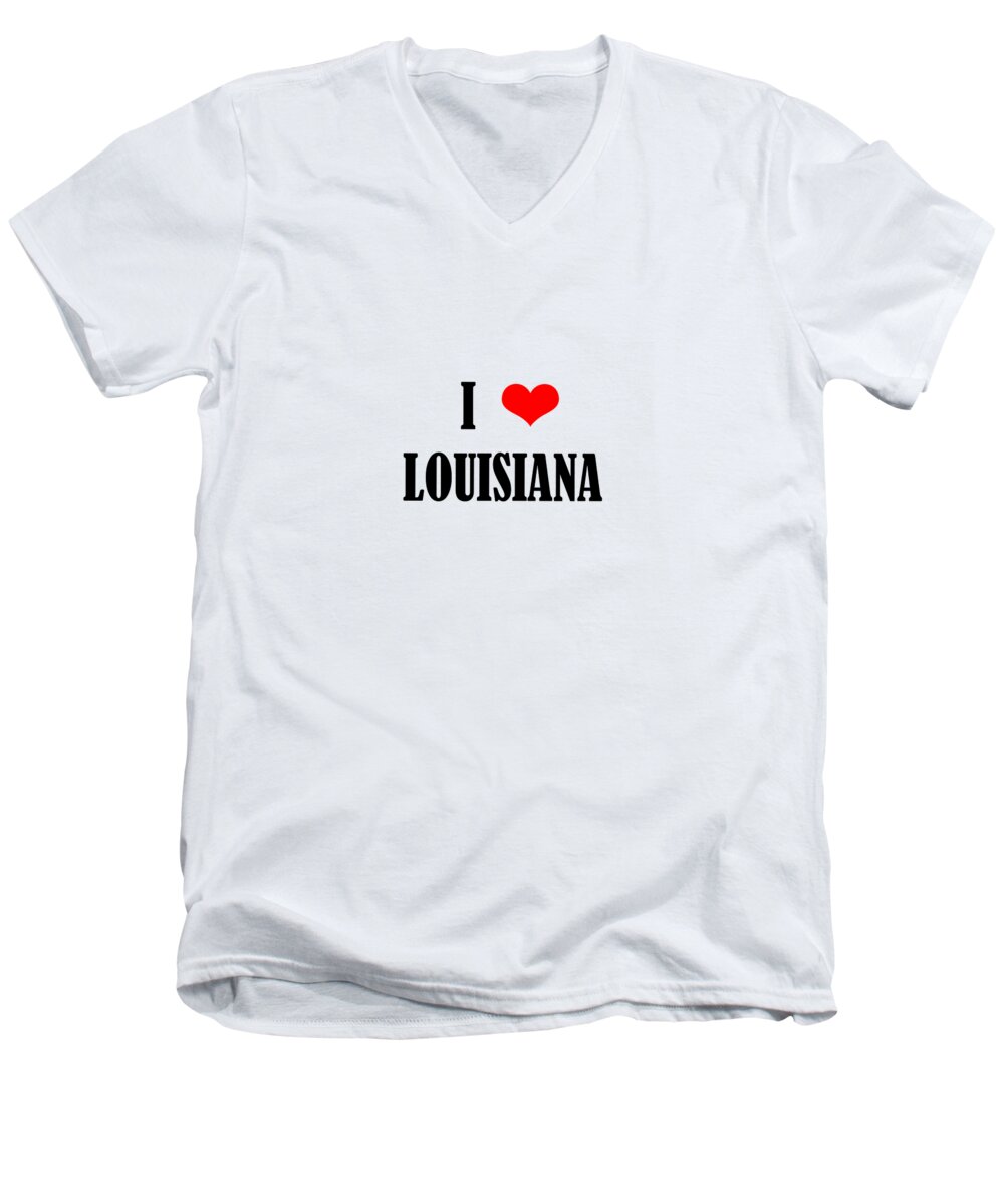 Louisiana Men's V-Neck T-Shirt featuring the digital art I Love Louisiana by Johanna Hurmerinta
