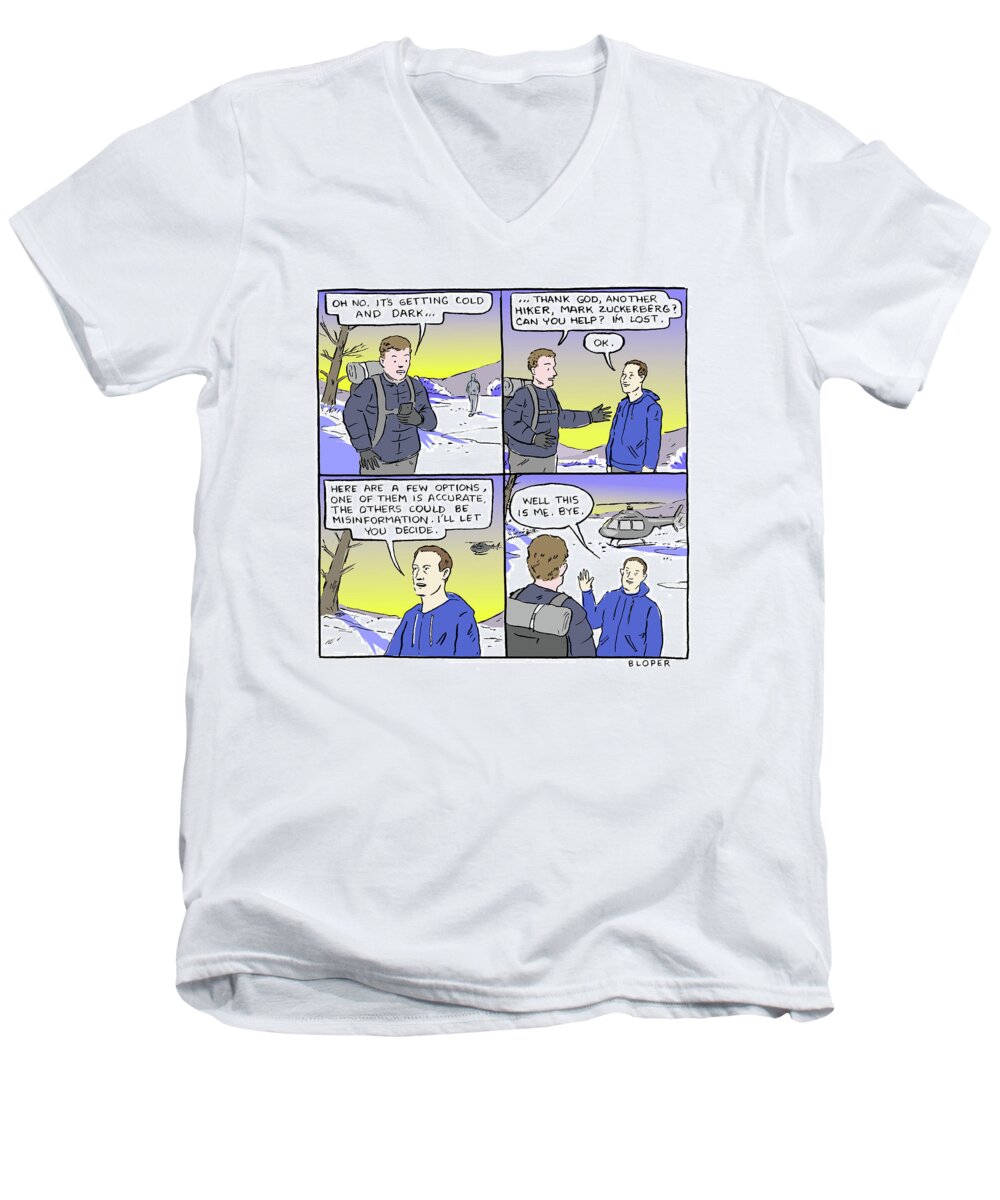 Captionless Men's V-Neck T-Shirt featuring the drawing I'm Lost by Brendan Loper