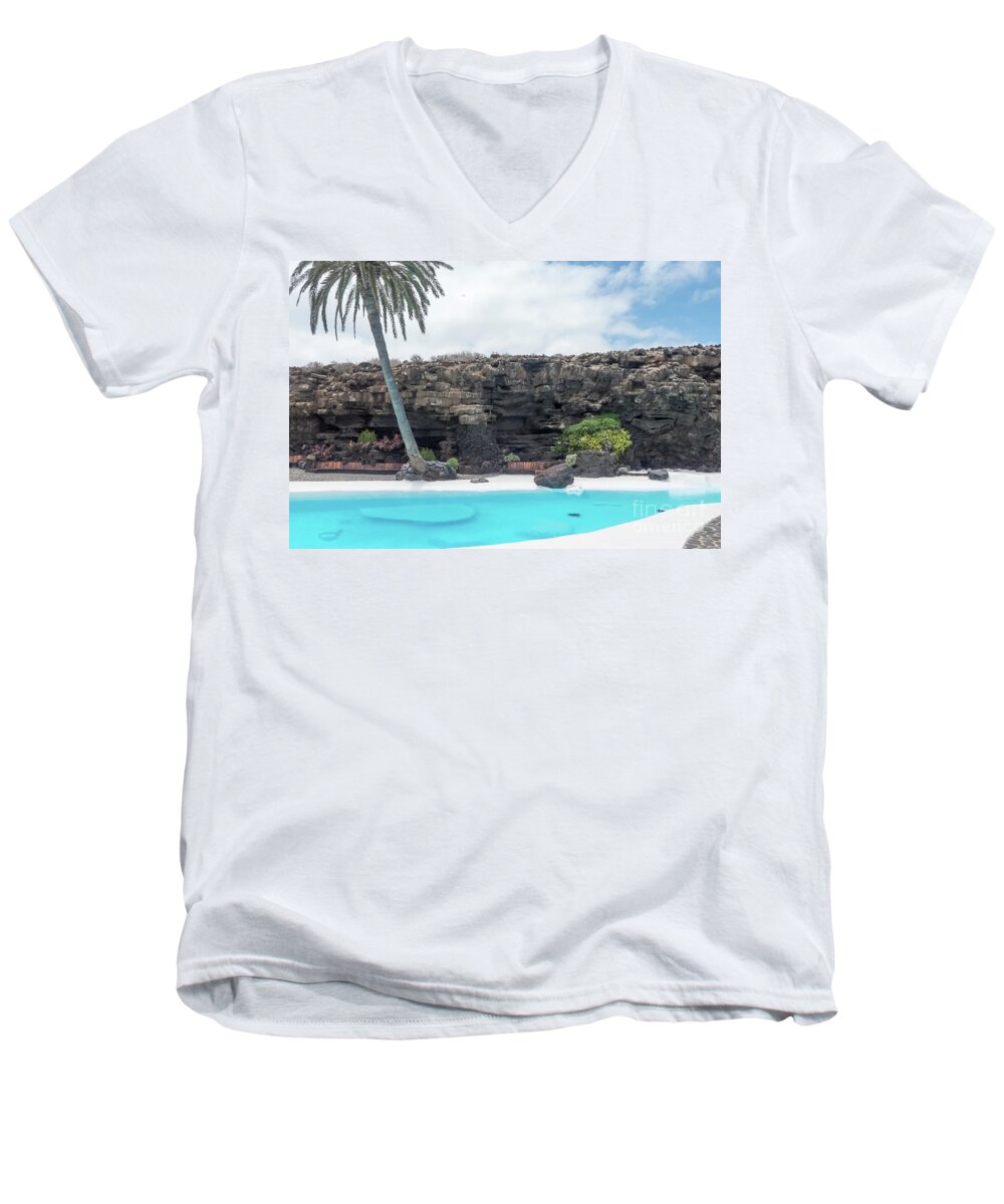 Canary Men's V-Neck T-Shirt featuring the photograph Jameos del Agua by Rod Jones