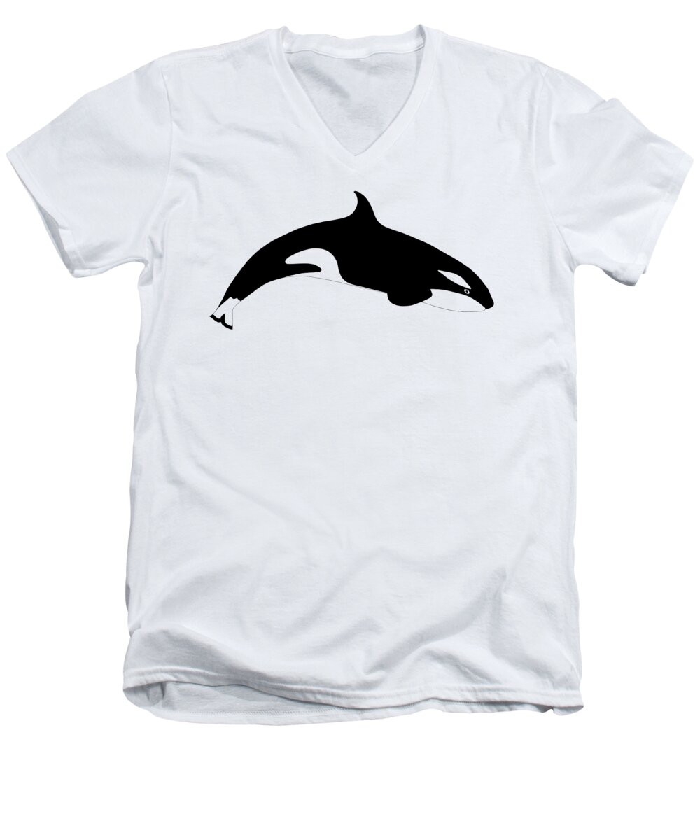 Orca Men's V-Neck T-Shirt featuring the painting Killer whale diving by Loren Dowding