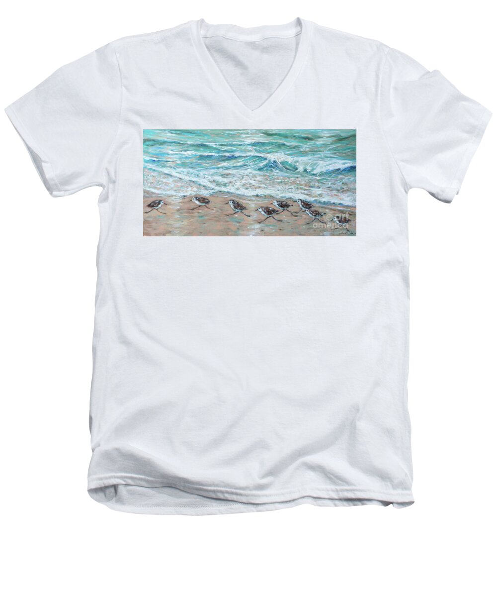 Ocean Men's V-Neck T-Shirt featuring the painting Little Rebel I by Linda Olsen