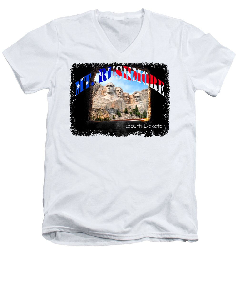 David Lawson Photography Men's V-Neck T-Shirt featuring the photograph Mt. Rushmore -Tunnel Vision by David Lawson