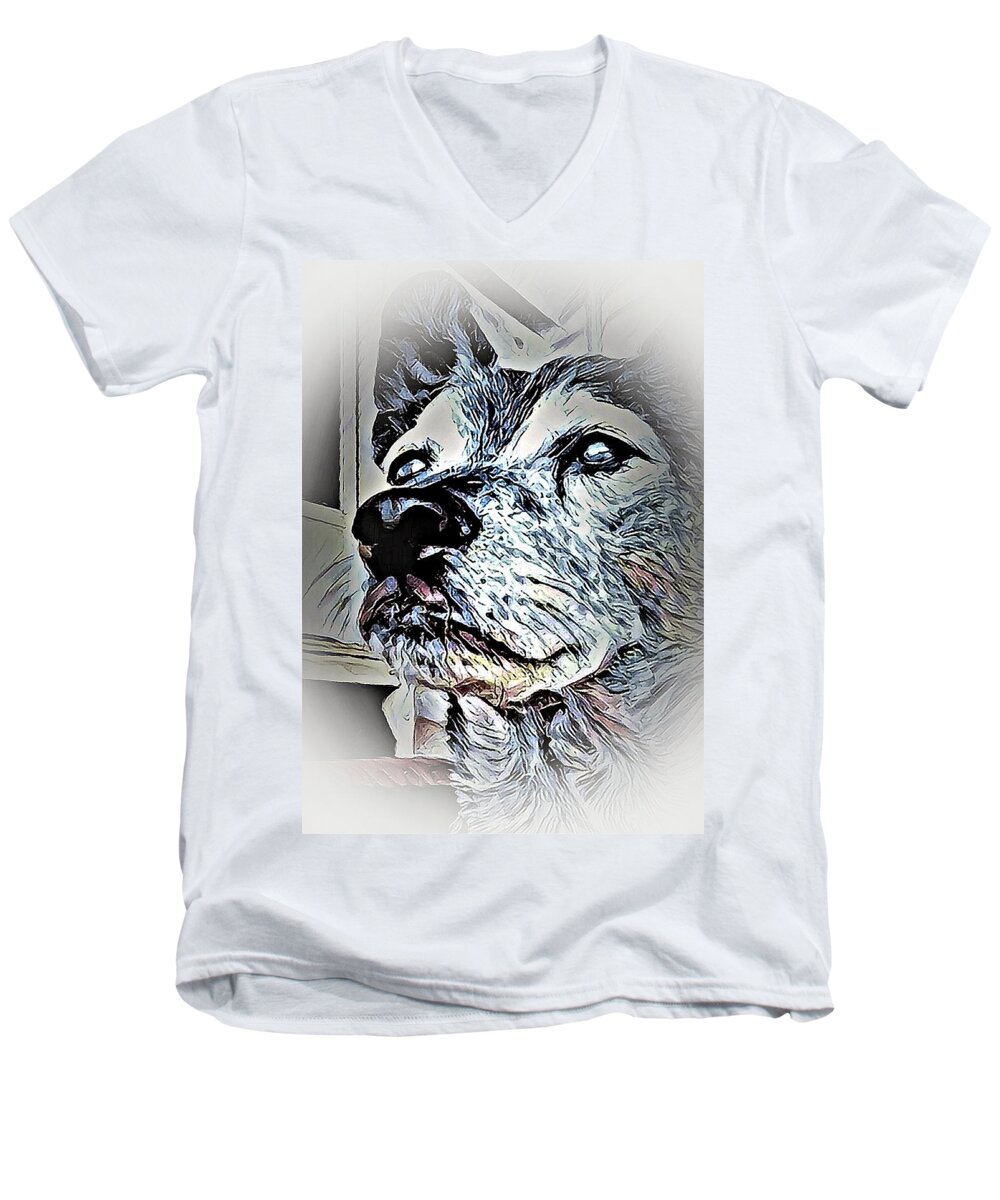 Dog Men's V-Neck T-Shirt featuring the digital art Noble Beast by David Manlove