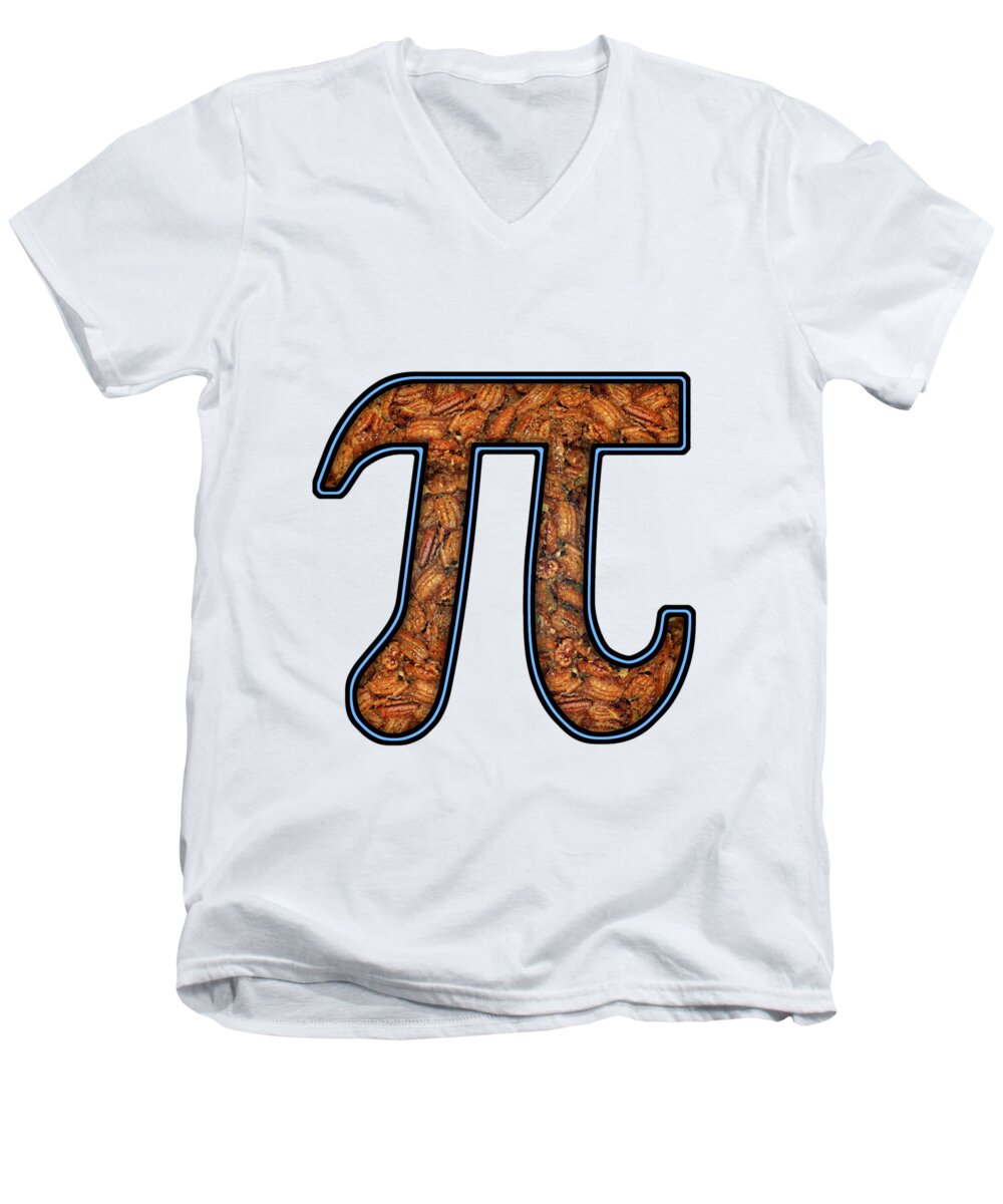 Pecan Pi Men's V-Neck T-Shirt featuring the digital art Pi - Food - Pecan Pie by Mike Savad