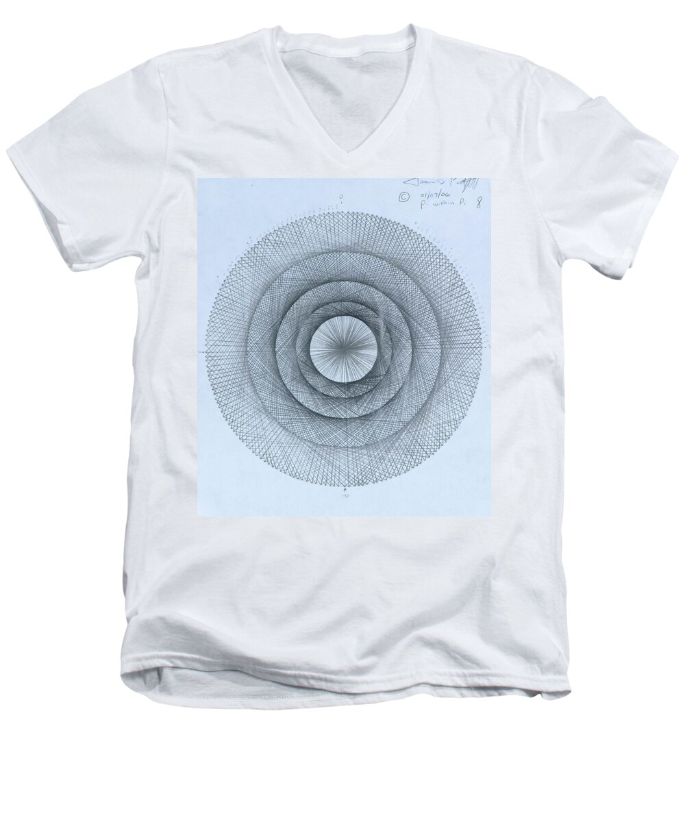 Pi Men's V-Neck T-Shirt featuring the drawing Pi within Pi by Jason Padgett