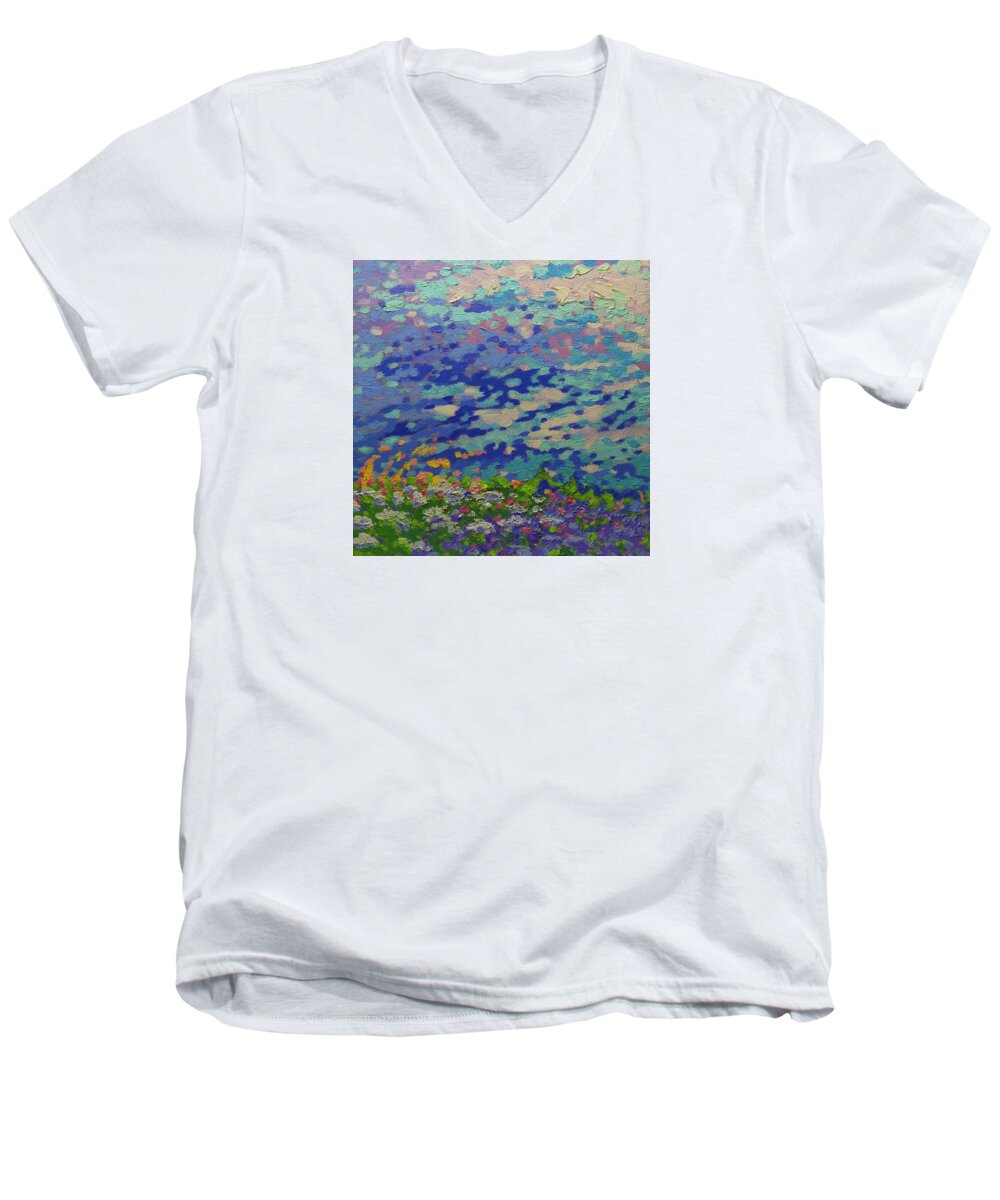 Spring Men's V-Neck T-Shirt featuring the painting Prairie Song by Michael Gross