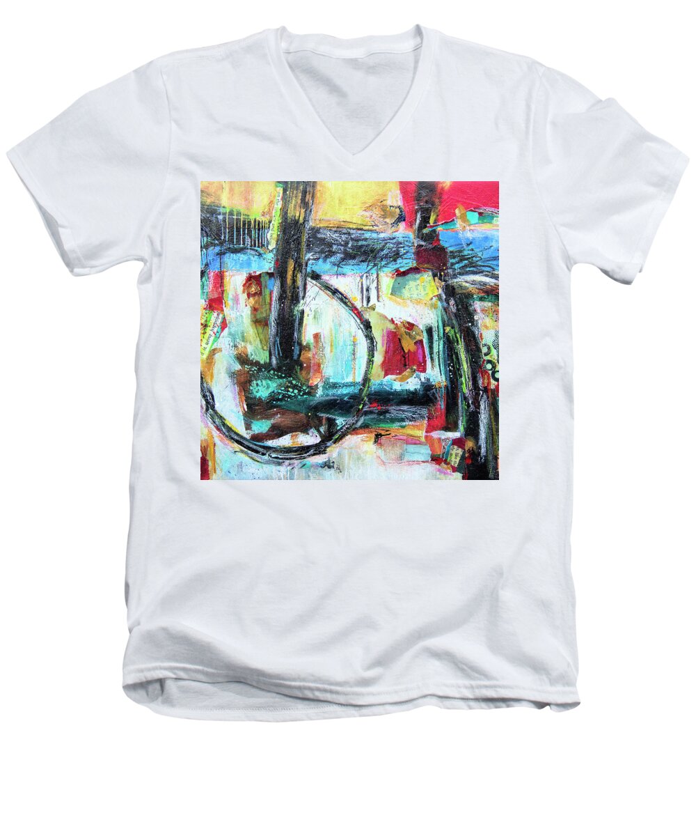 Pretzel Men's V-Neck T-Shirt featuring the painting Pretzel Logic by Dominic Piperata