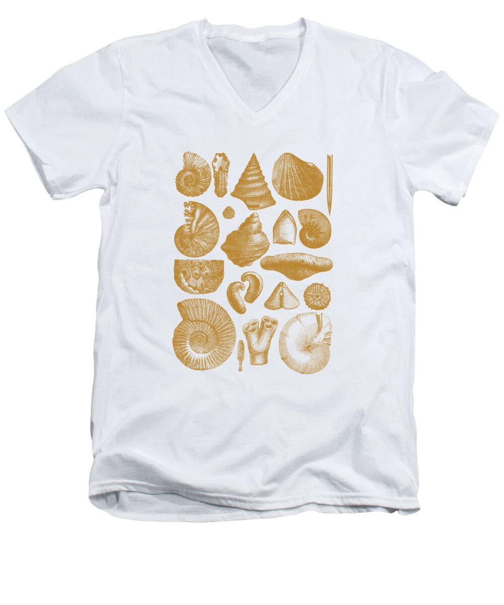 Sea Shell Men's V-Neck T-Shirt featuring the digital art Sea Shell Chart by Madame Memento