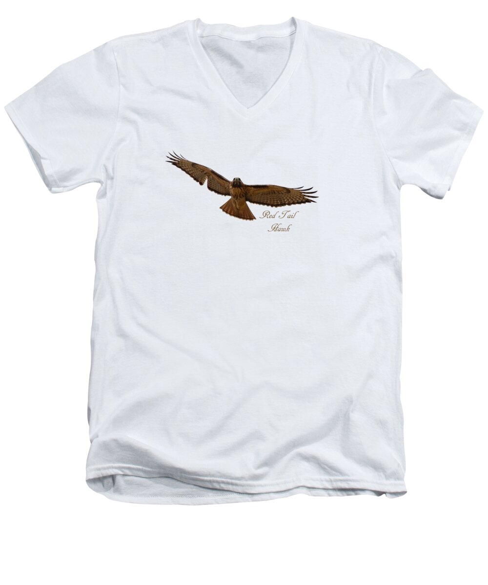Soar Men's V-Neck T-Shirt featuring the photograph Soaring Red Tail Hawk by Whispering Peaks Photography