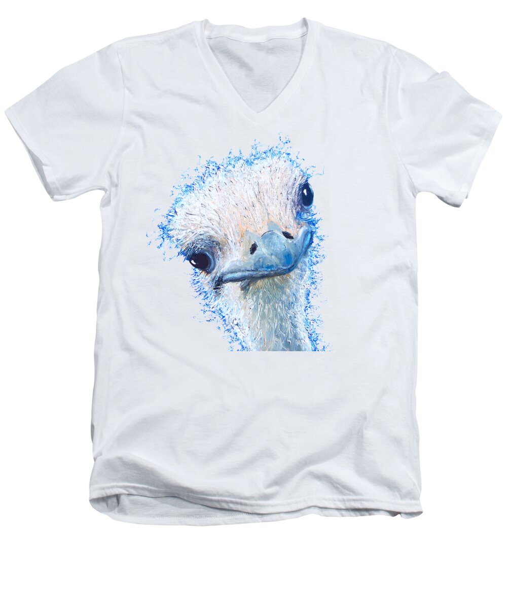 Emu Men's V-Neck T-Shirt featuring the painting T-Shirt with emu design by Jan Matson
