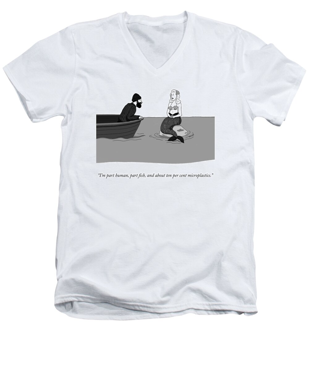 I'm Part Human Men's V-Neck T-Shirt featuring the drawing Ten Per Cent Microplastics by Matilda Borgstrom