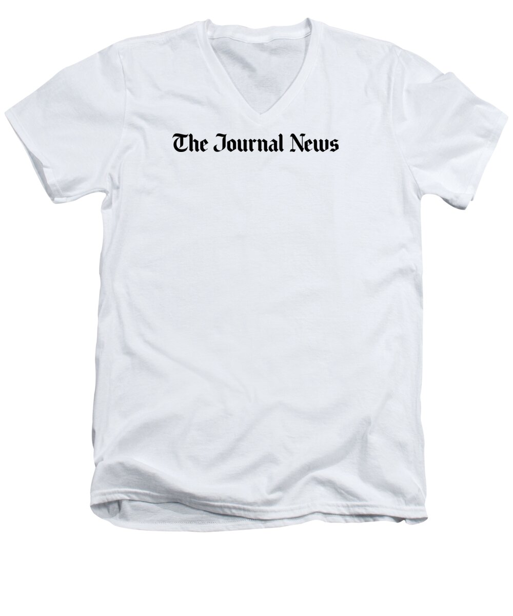 The Journal News Men's V-Neck T-Shirt featuring the digital art The Journal News Black Logo by Gannett Co