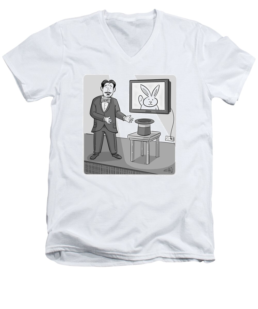 Captionless Men's V-Neck T-Shirt featuring the drawing Virtual Magic by Ellis Rosen