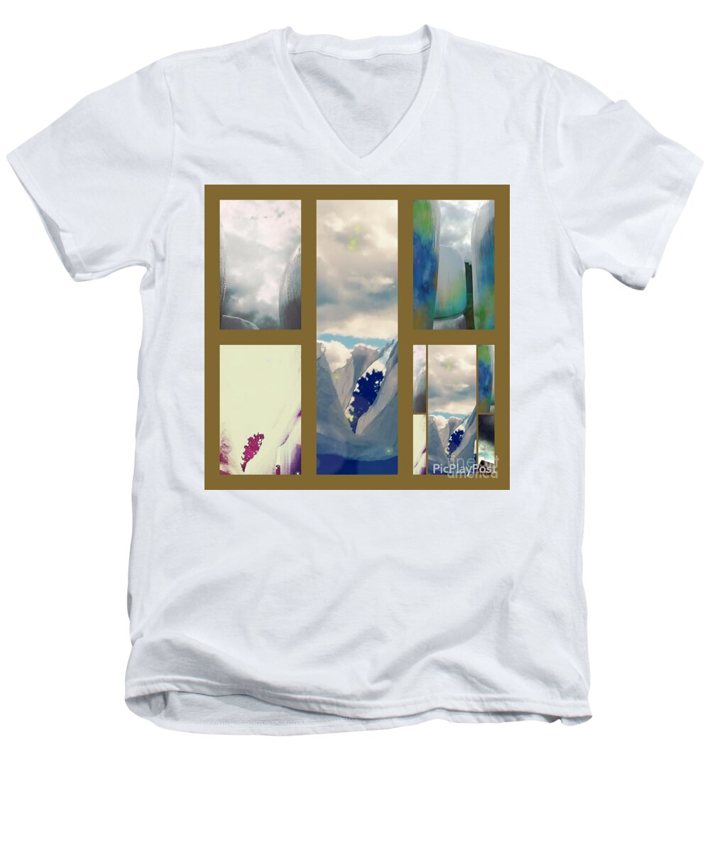 Agartha Men's V-Neck T-Shirt featuring the digital art Windows to Agartha by Alexandra Vusir