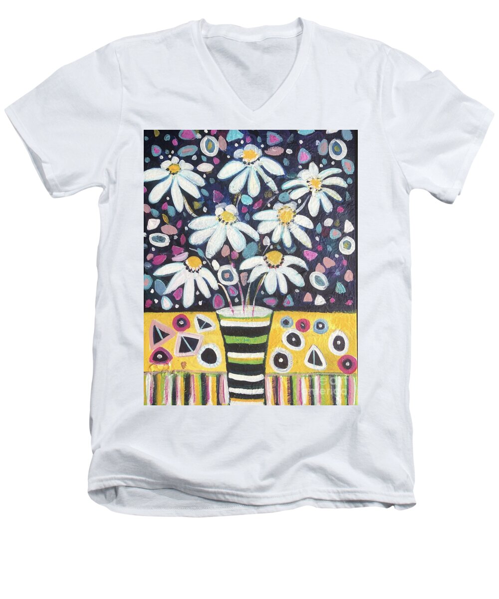 Daisy Men's V-Neck T-Shirt featuring the painting You Only Have One Life by Jacqui Hawk