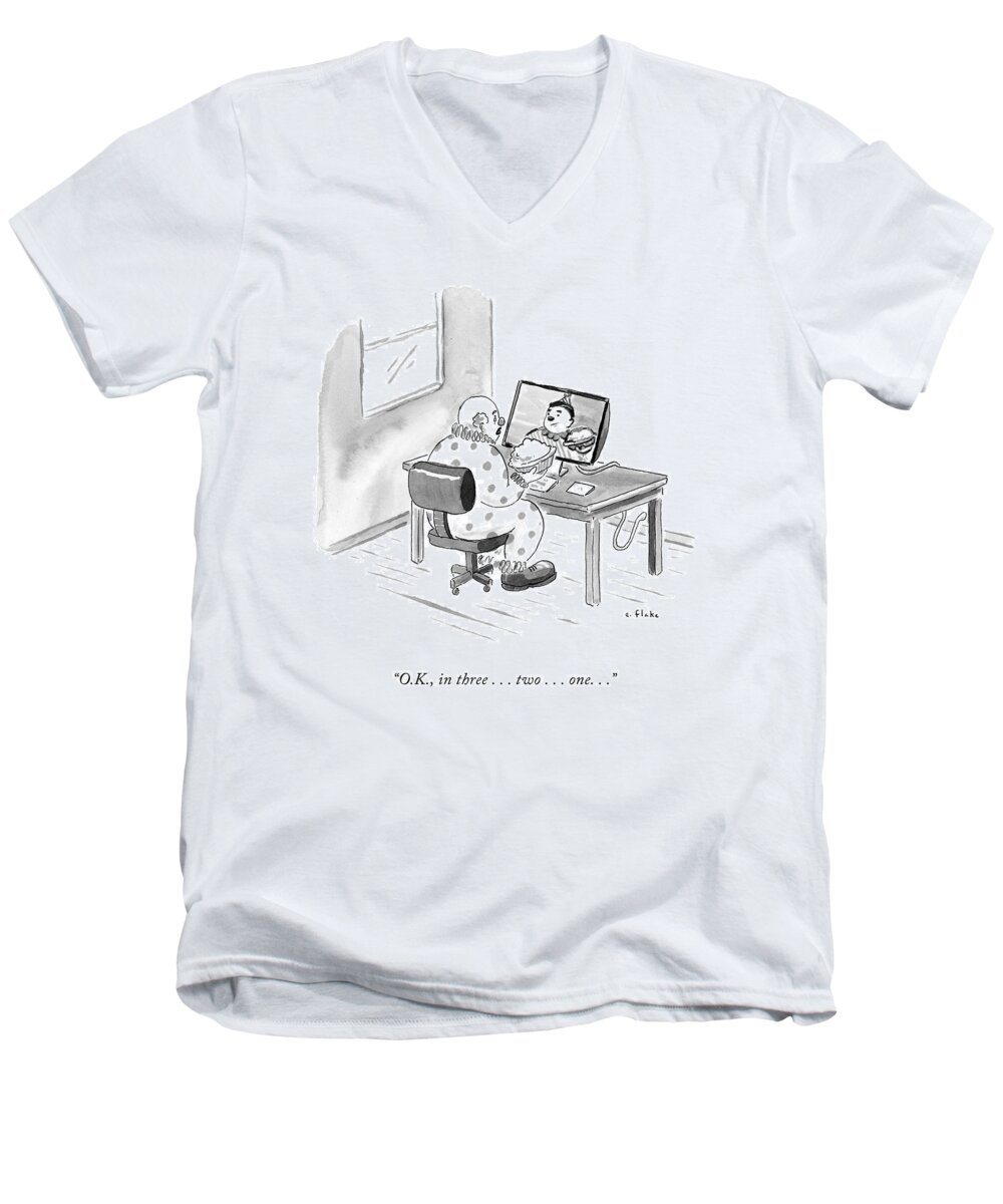 O.k. Men's V-Neck T-Shirt featuring the drawing Zoom Pie by Emily Flake