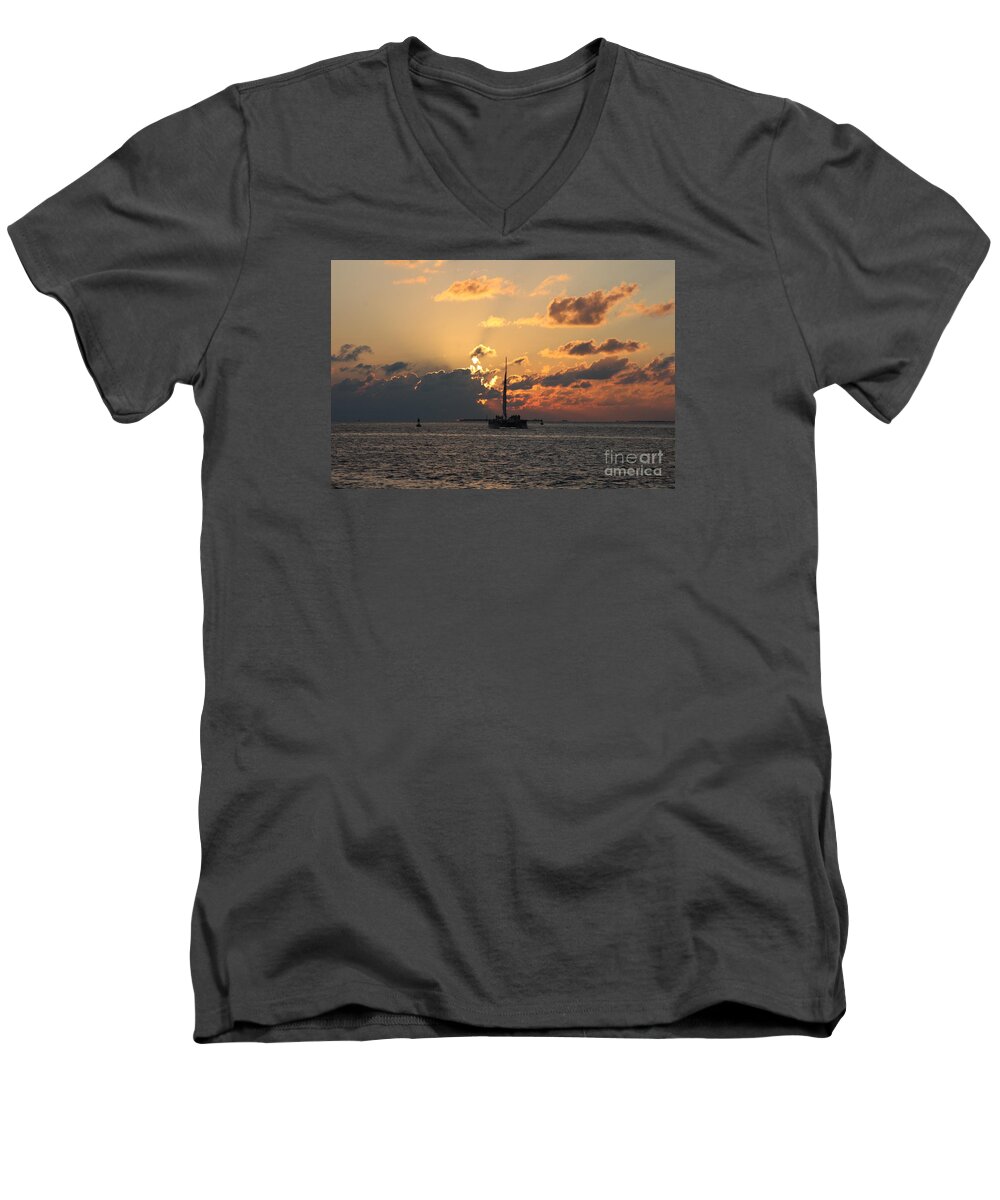 Sunset Men's V-Neck T-Shirt featuring the photograph Marelous Key West Sunset by Christiane Schulze Art And Photography