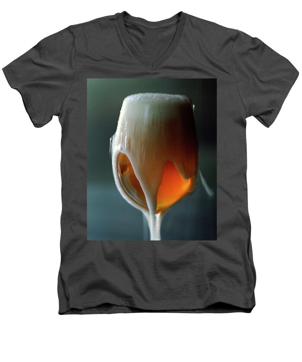 Beverage Men's V-Neck T-Shirt featuring the photograph A Glass Of Beer #1 by Romulo Yanes