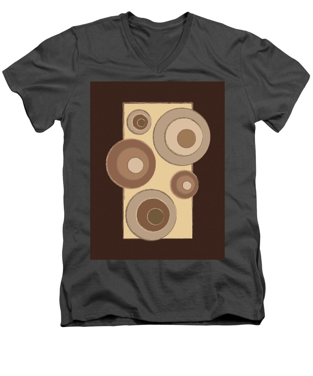Brown Men's V-Neck T-Shirt featuring the digital art Brown Art #2 by Milena Ilieva
