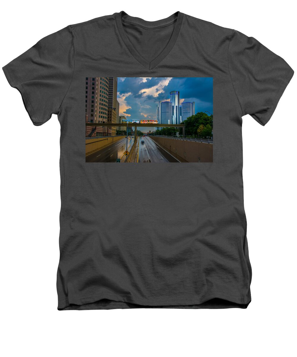 Detroit Men's V-Neck T-Shirt featuring the photograph Detroit #1 by Pravin Sitaraman