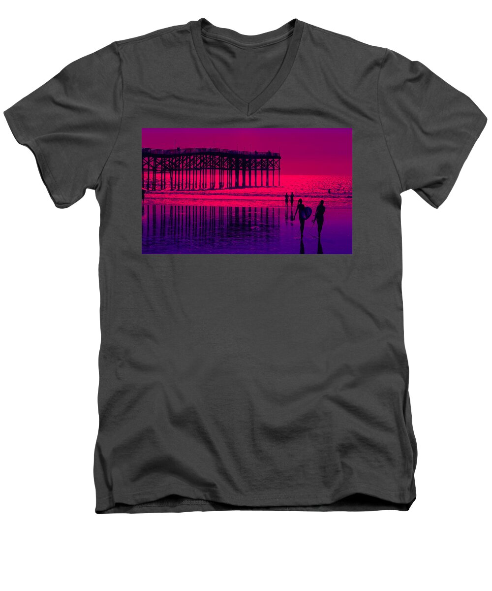 Crystal Pier Men's V-Neck T-Shirt featuring the photograph Hot hot hot #2 by Tammy Espino