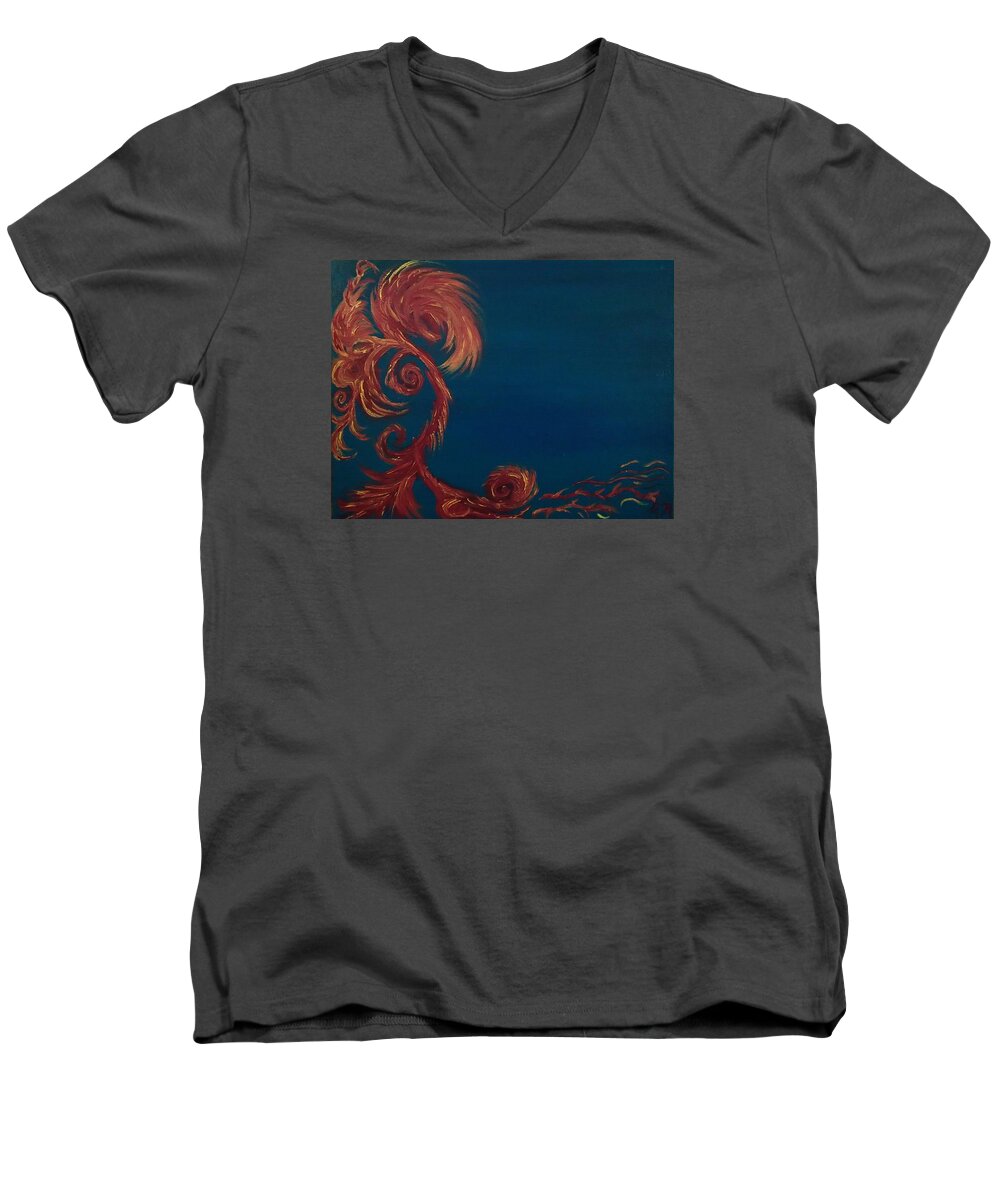 Jumbie Men's V-Neck T-Shirt featuring the painting Jumbie under de' Ocean by Robert Nickologianis