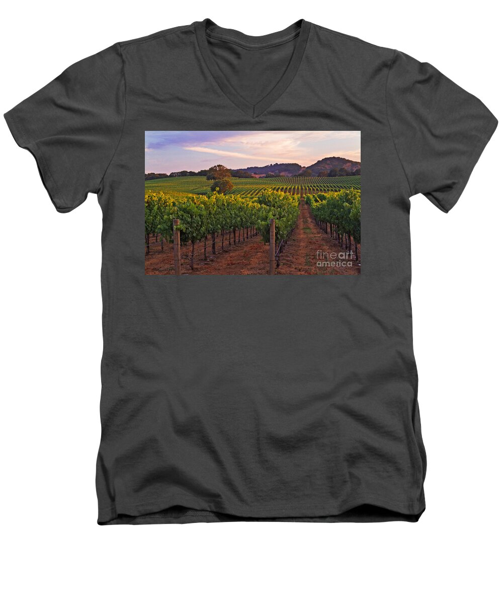 Calistoga Men's V-Neck T-Shirt featuring the photograph Knight's Valley Summer Solstice #1 by Charlene Mitchell