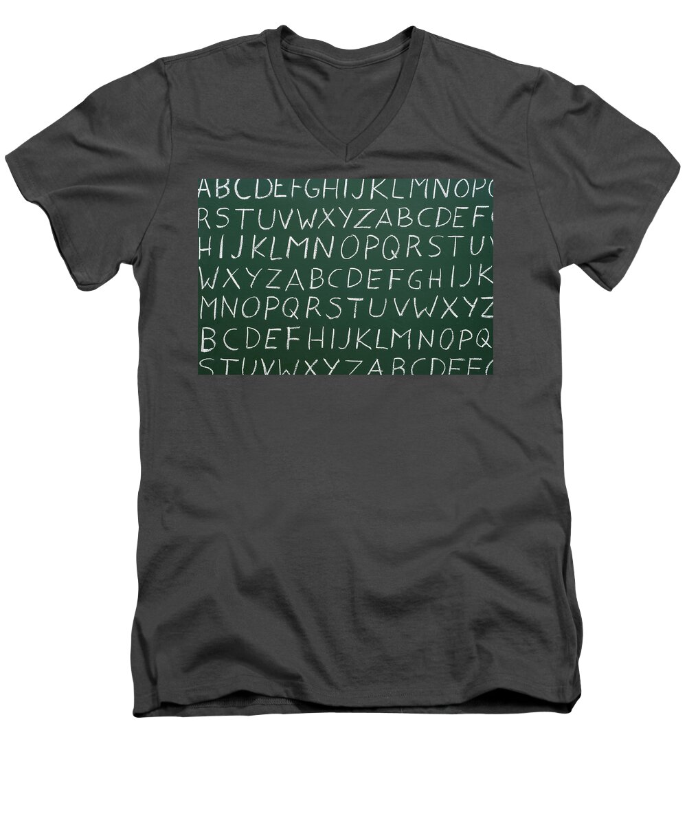  Alphabet Men's V-Neck T-Shirt featuring the photograph Letters on a Chalkboard #1 by Chevy Fleet