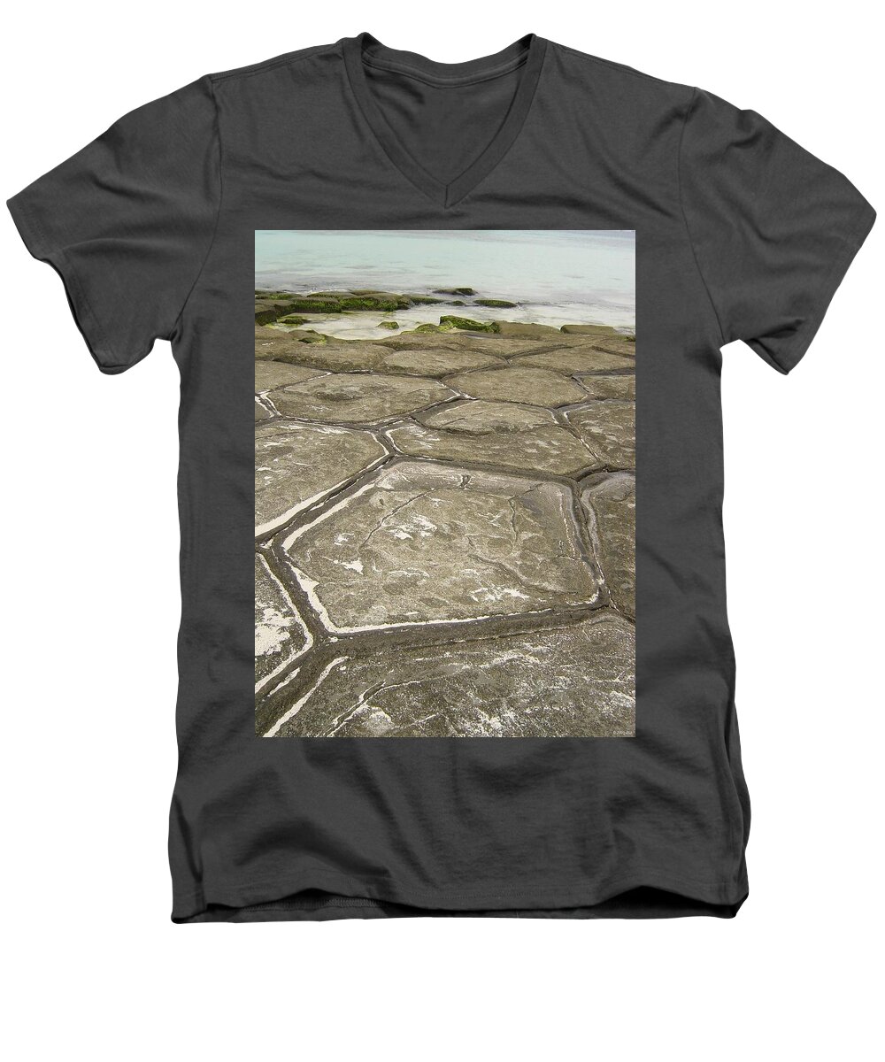 Nature Men's V-Neck T-Shirt featuring the photograph Natural Forming Pentagon Rock Formations of Kumejima Okinawa Japan #2 by Jeff at JSJ Photography
