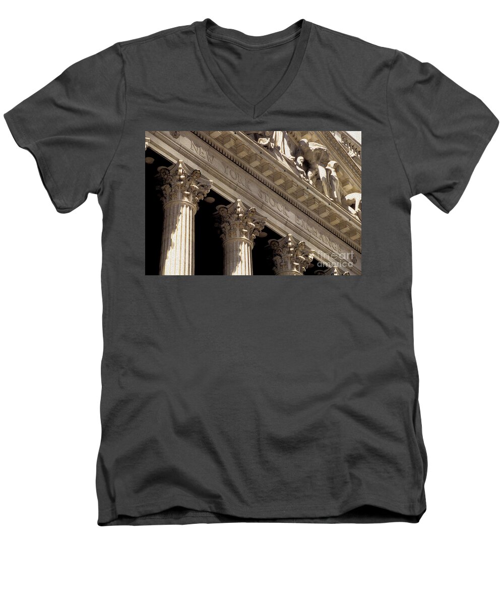 New York Stock Exchange Men's V-Neck T-Shirt featuring the photograph New York Stock Exchange #1 by Jon Neidert
