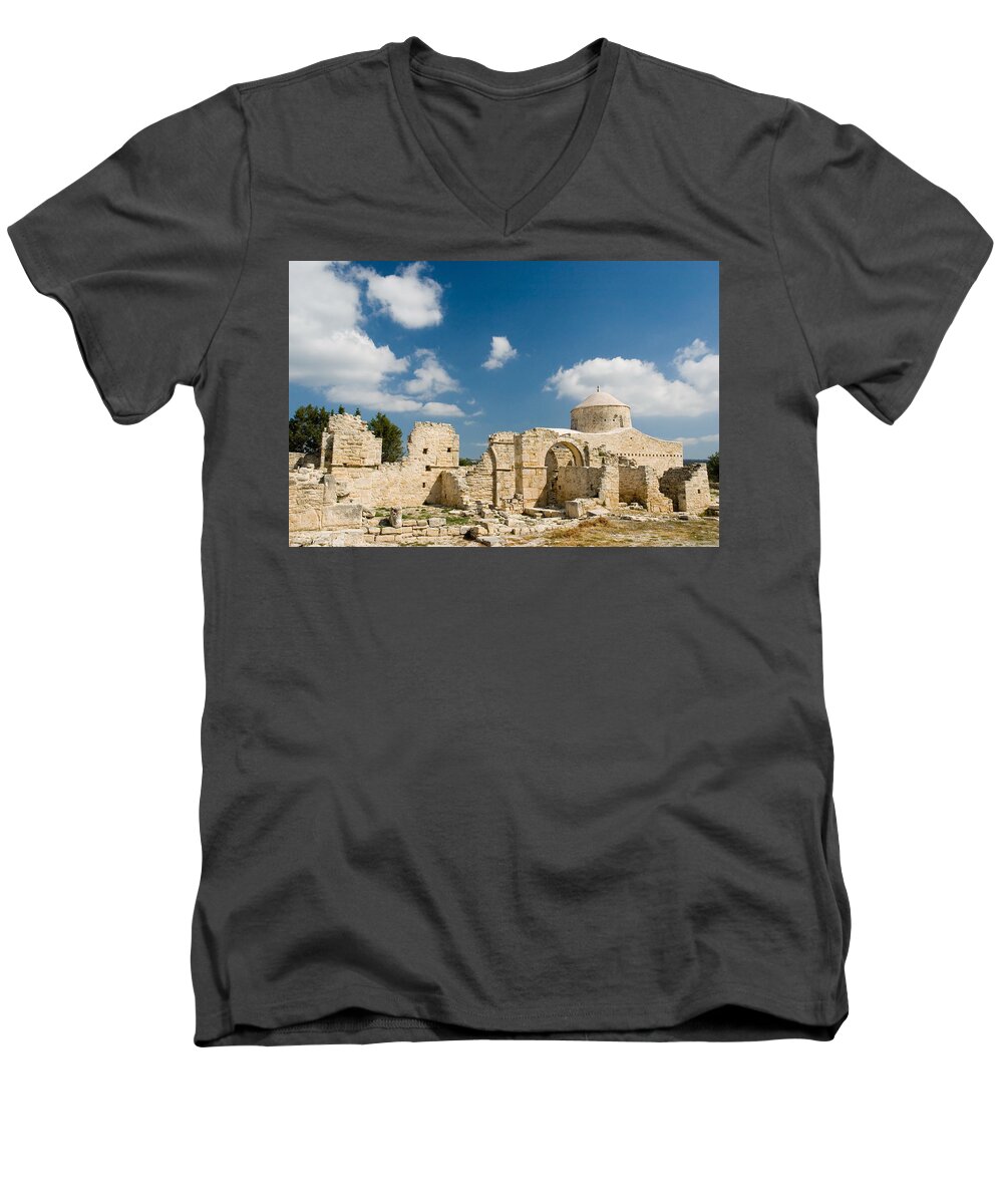 Cyprus Men's V-Neck T-Shirt featuring the photograph Old Church Anogyra #1 by Jeremy Voisey