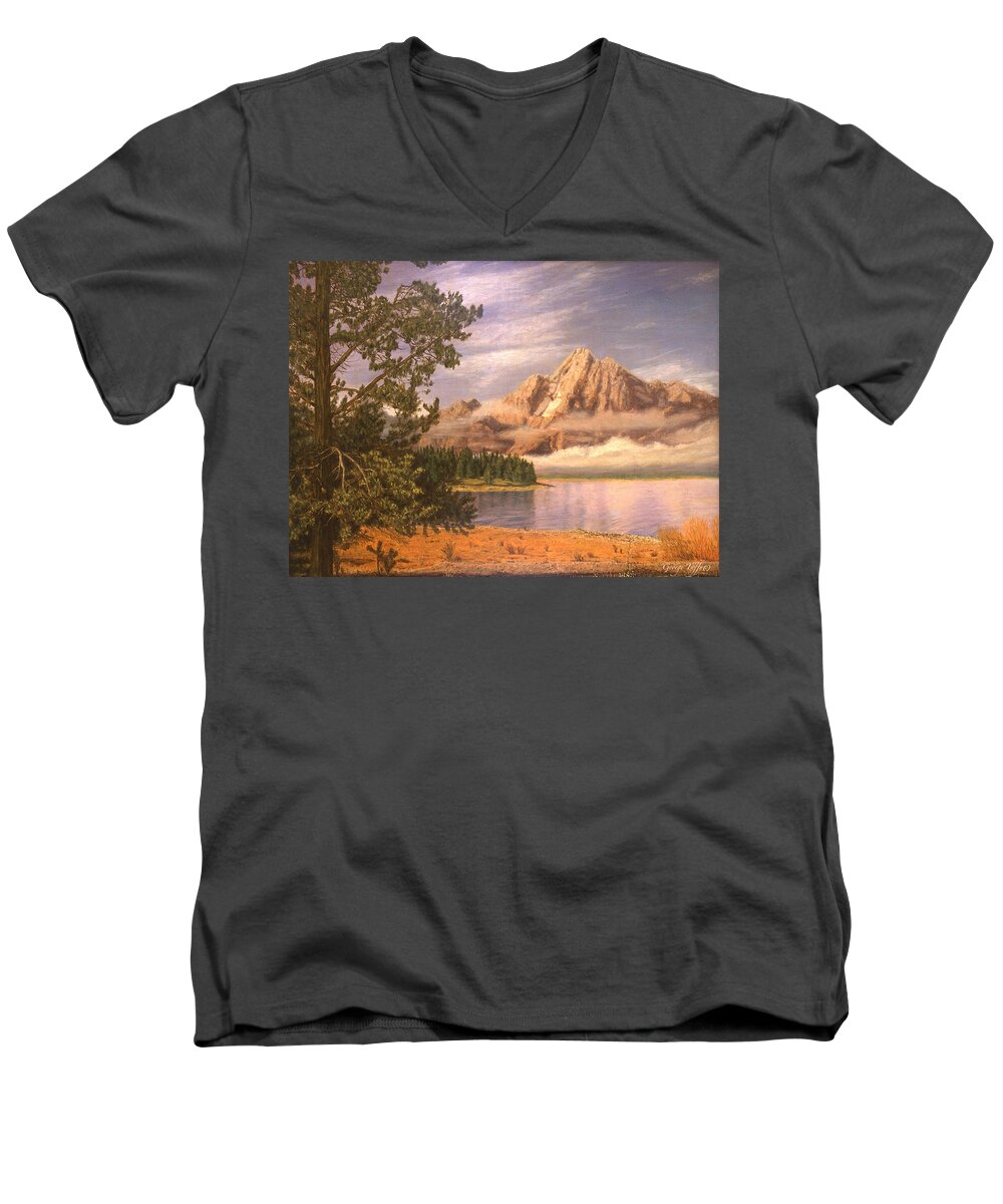 Serenity Men's V-Neck T-Shirt featuring the painting Serenity #2 by George Tuffy