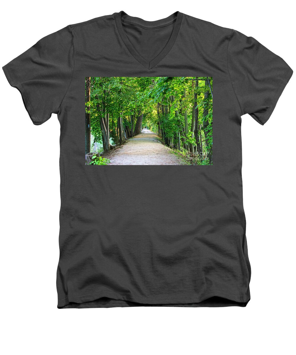 Towpath Trail Men's V-Neck T-Shirt featuring the photograph Towpath Trail by Jack Schultz