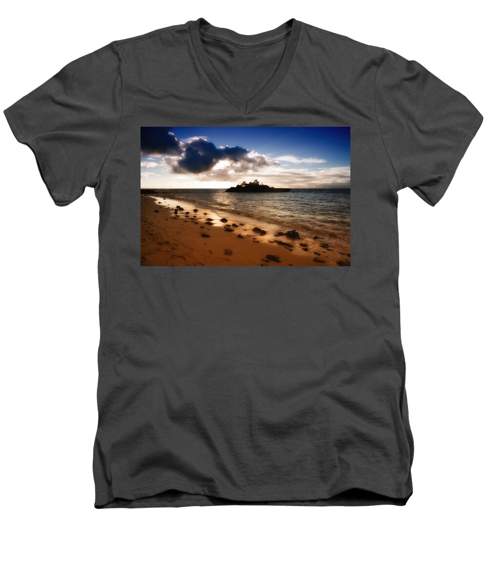 Beach Men's V-Neck T-Shirt featuring the photograph Tranquil Beach #1 by Harry Spitz