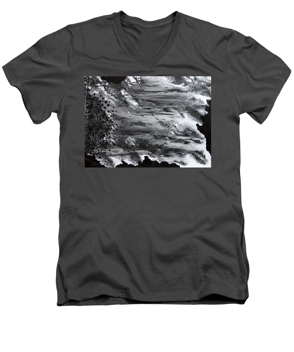 Art Men's V-Neck T-Shirt featuring the painting Flowing Water by Tamal Sen Sharma