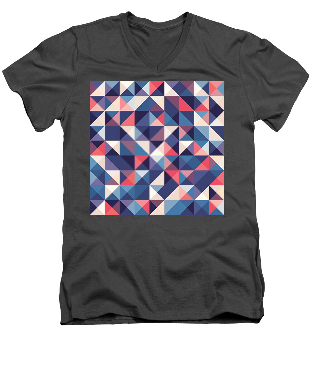 Abstract Men's V-Neck T-Shirt featuring the digital art Pixel Art #177 by Mike Taylor