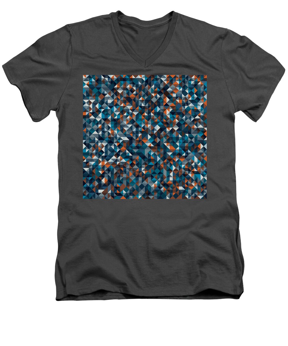 Pattern Men's V-Neck T-Shirt featuring the digital art Pixel Art #166 by Mike Taylor