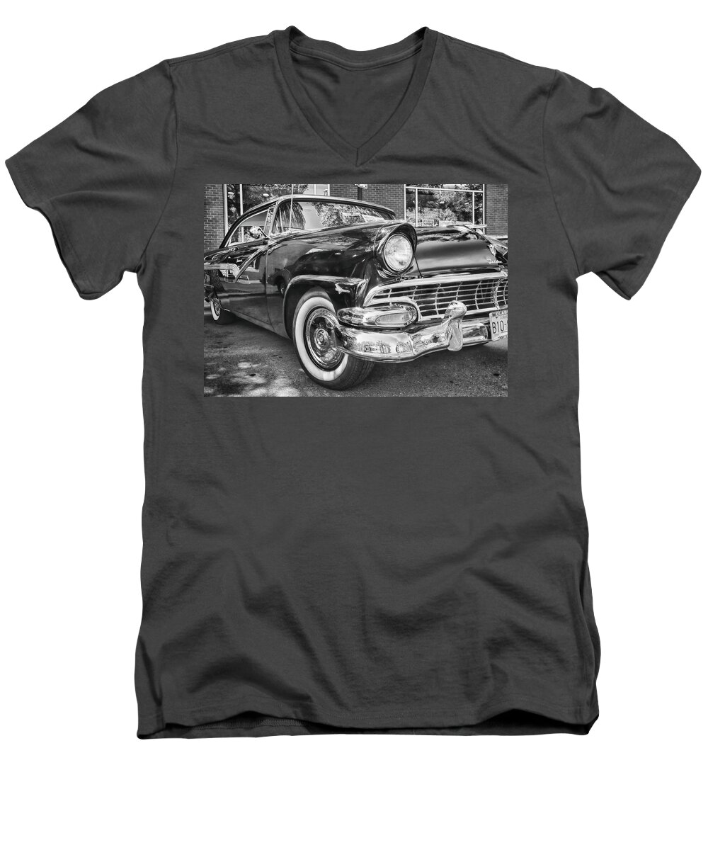 1956 Men's V-Neck T-Shirt featuring the photograph 1956 Ford Fairlane by Theresa Tahara