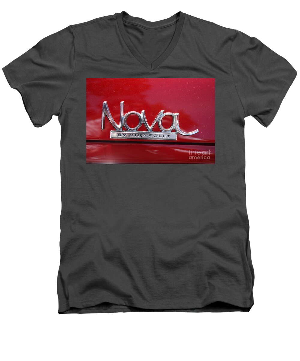 1970 Chevy Nova Logo Men's V-Neck T-Shirt featuring the photograph 1970 Chevy Nova Logo by John Telfer