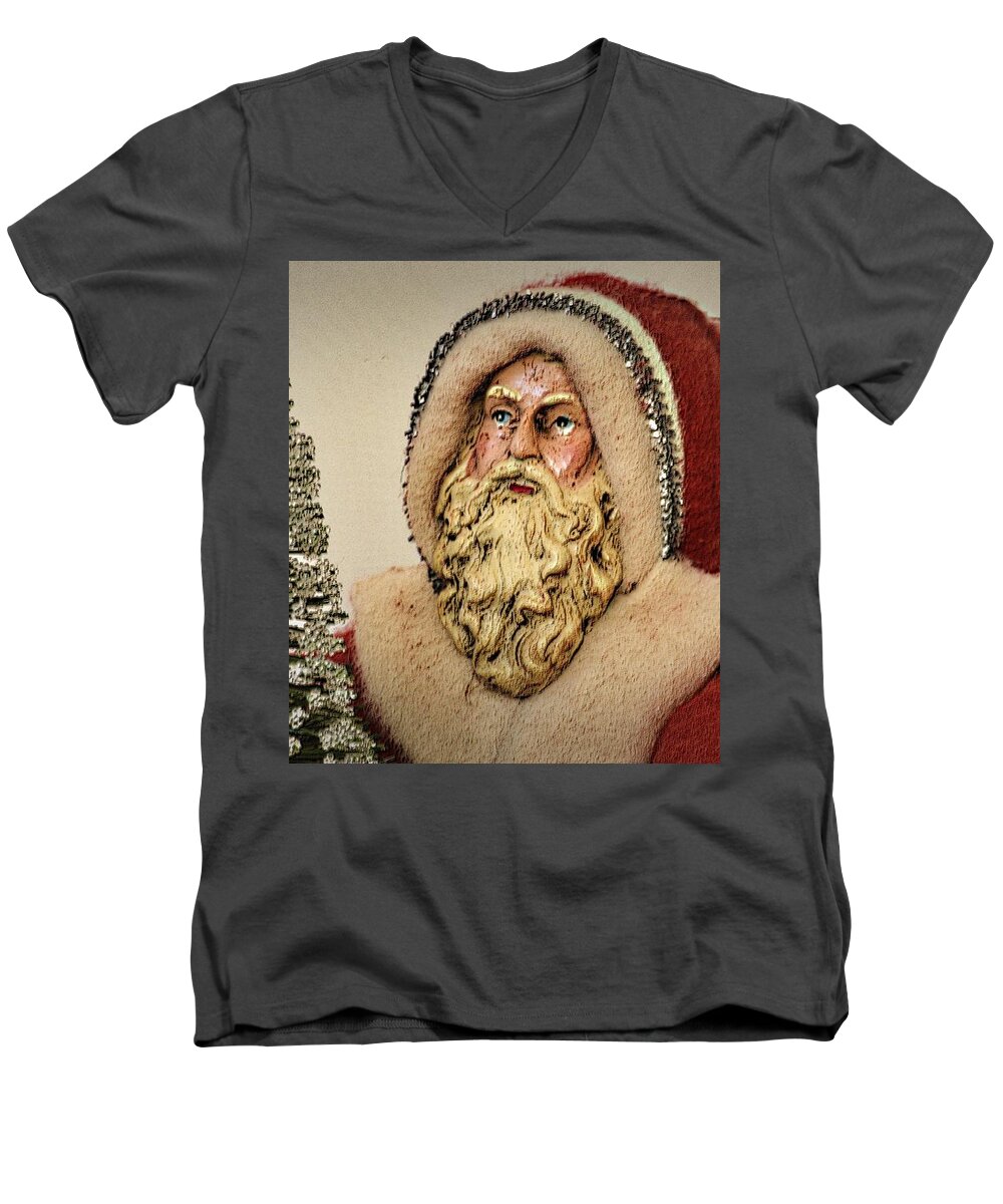 Christmas Men's V-Neck T-Shirt featuring the photograph 19th Century Santa Claus by Nadalyn Larsen