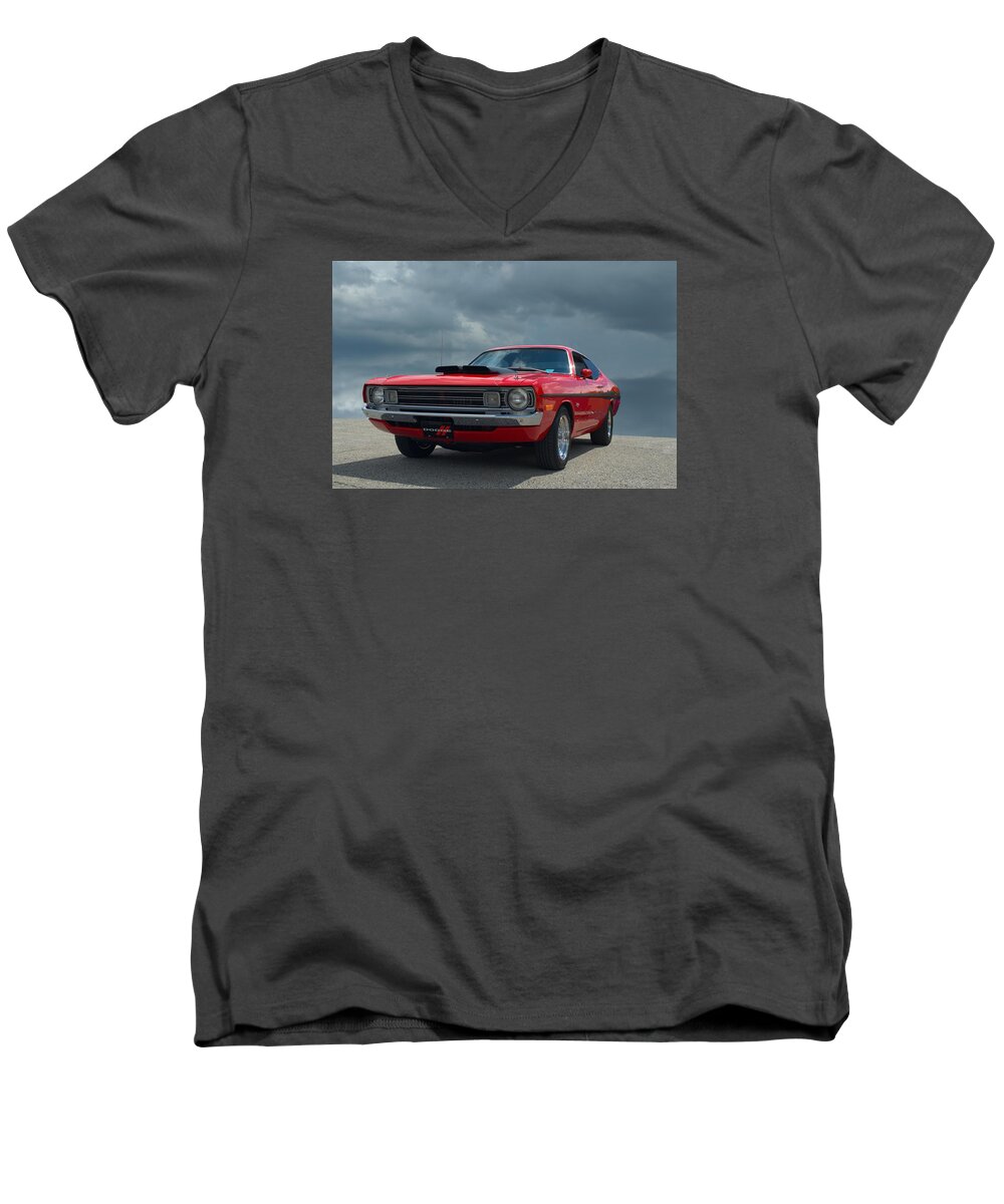 1972 Men's V-Neck T-Shirt featuring the photograph 1972 Dodge Demon by Tim McCullough