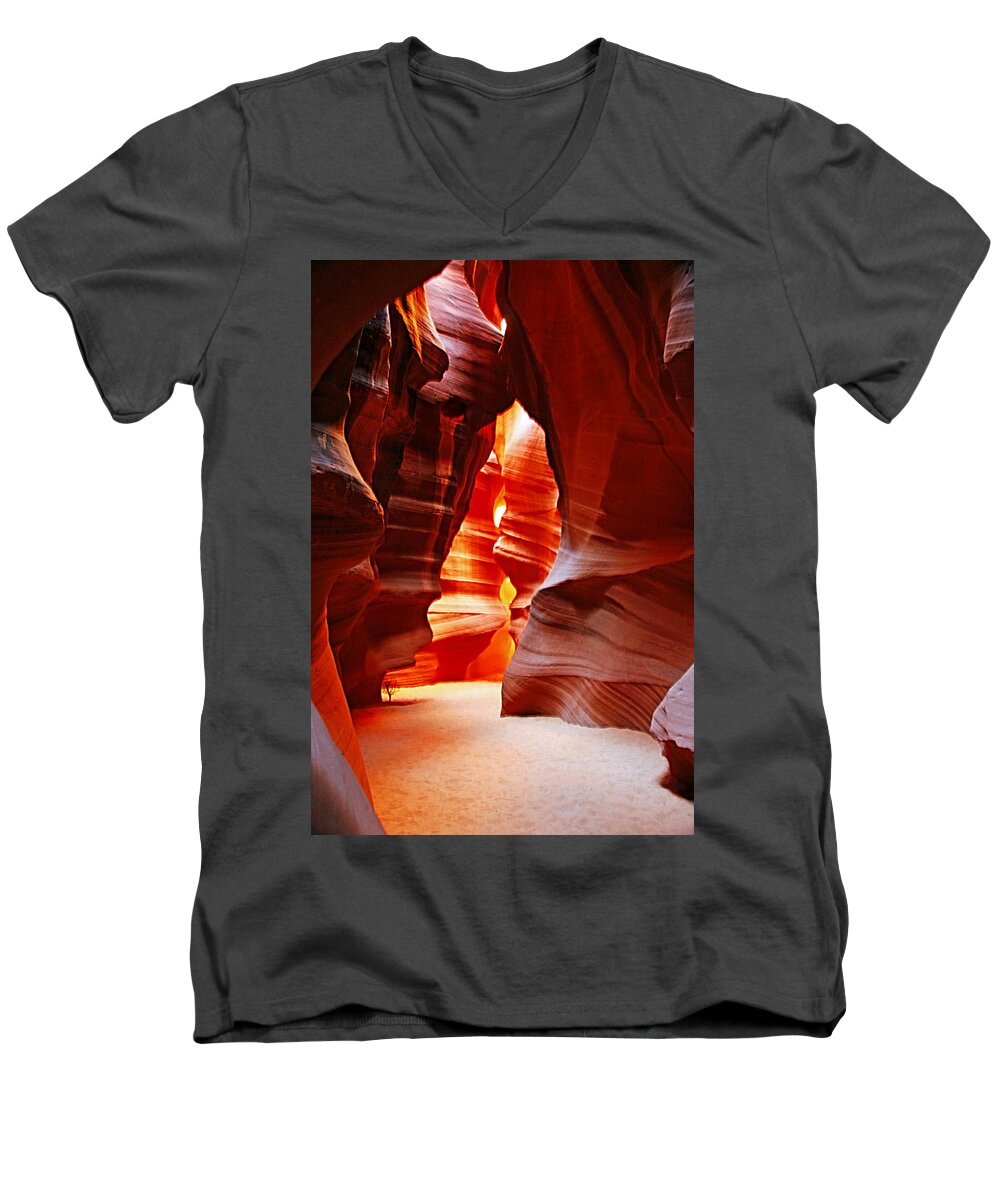 Arizona Men's V-Neck T-Shirt featuring the photograph Antelope Canyon by Aidan Moran
