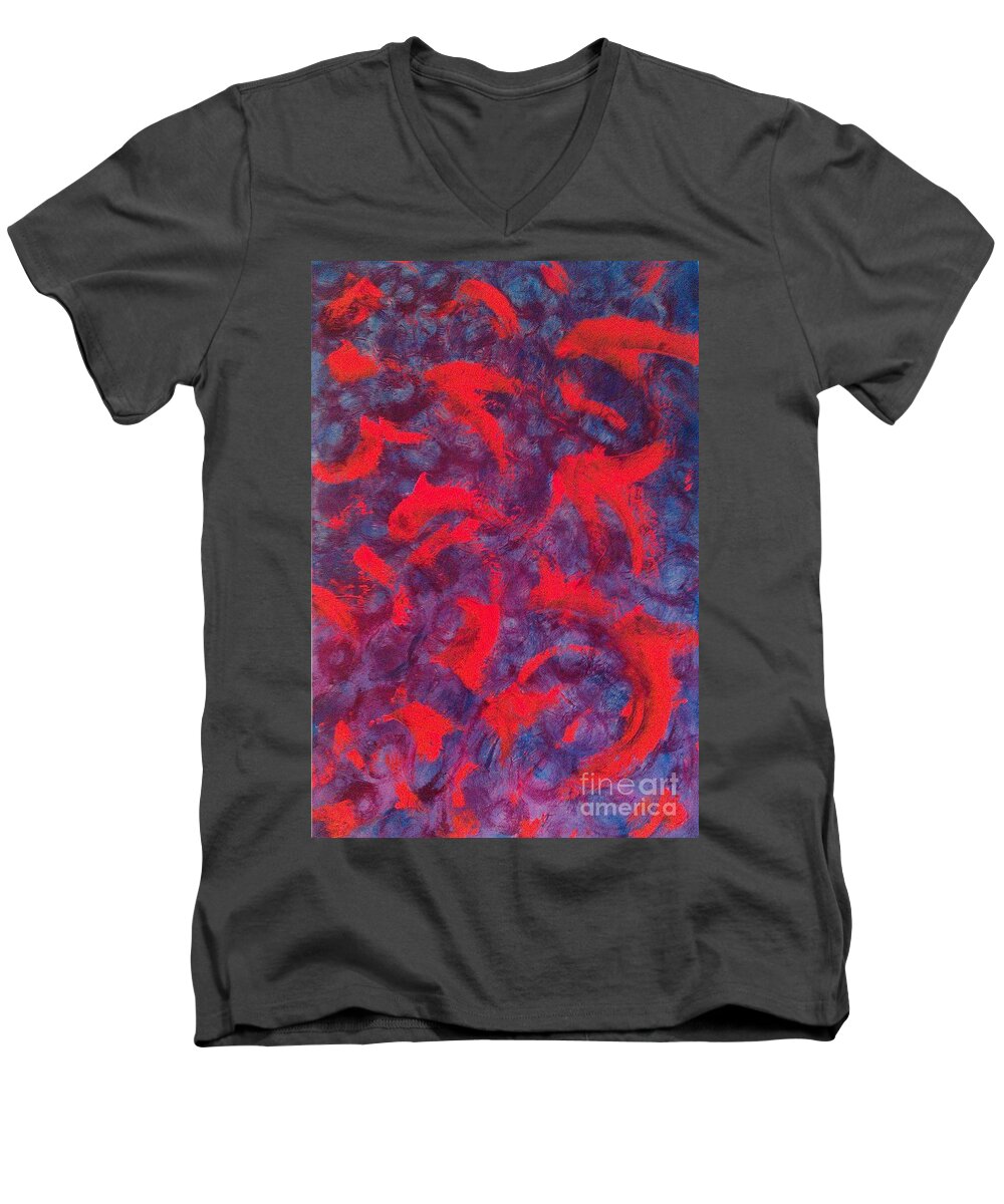 Koi Men's V-Neck T-Shirt featuring the painting koi #2 by Jacqueline McReynolds